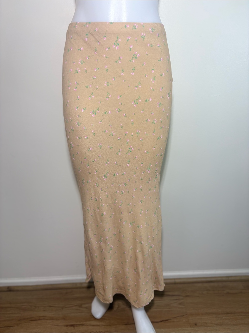 wild fable Beige Maxi Skirt with Pink & Green Floral Print